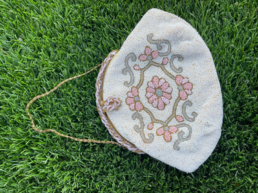 White &Pink Antique Beaded Purse